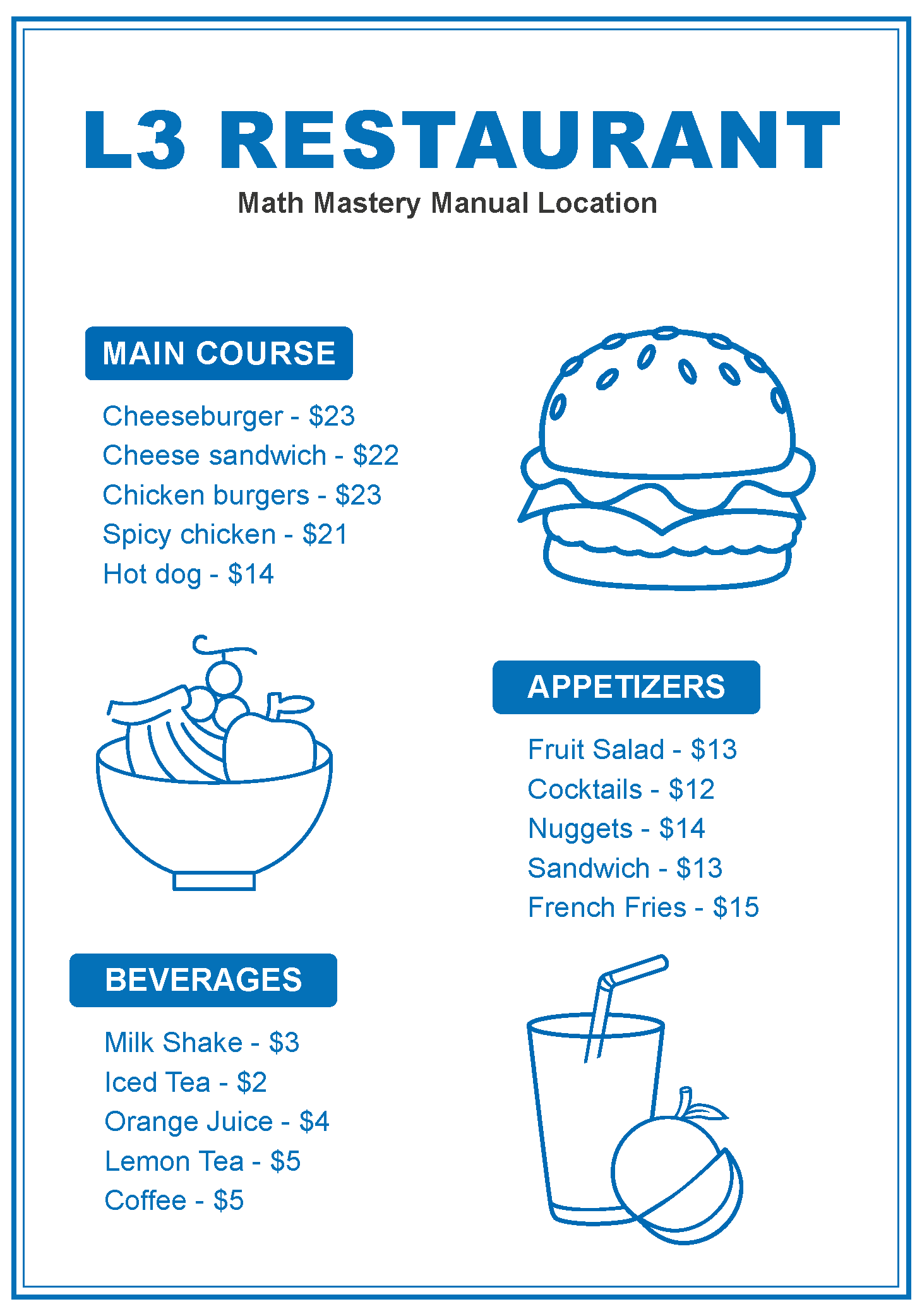 Scenario with Menu Card